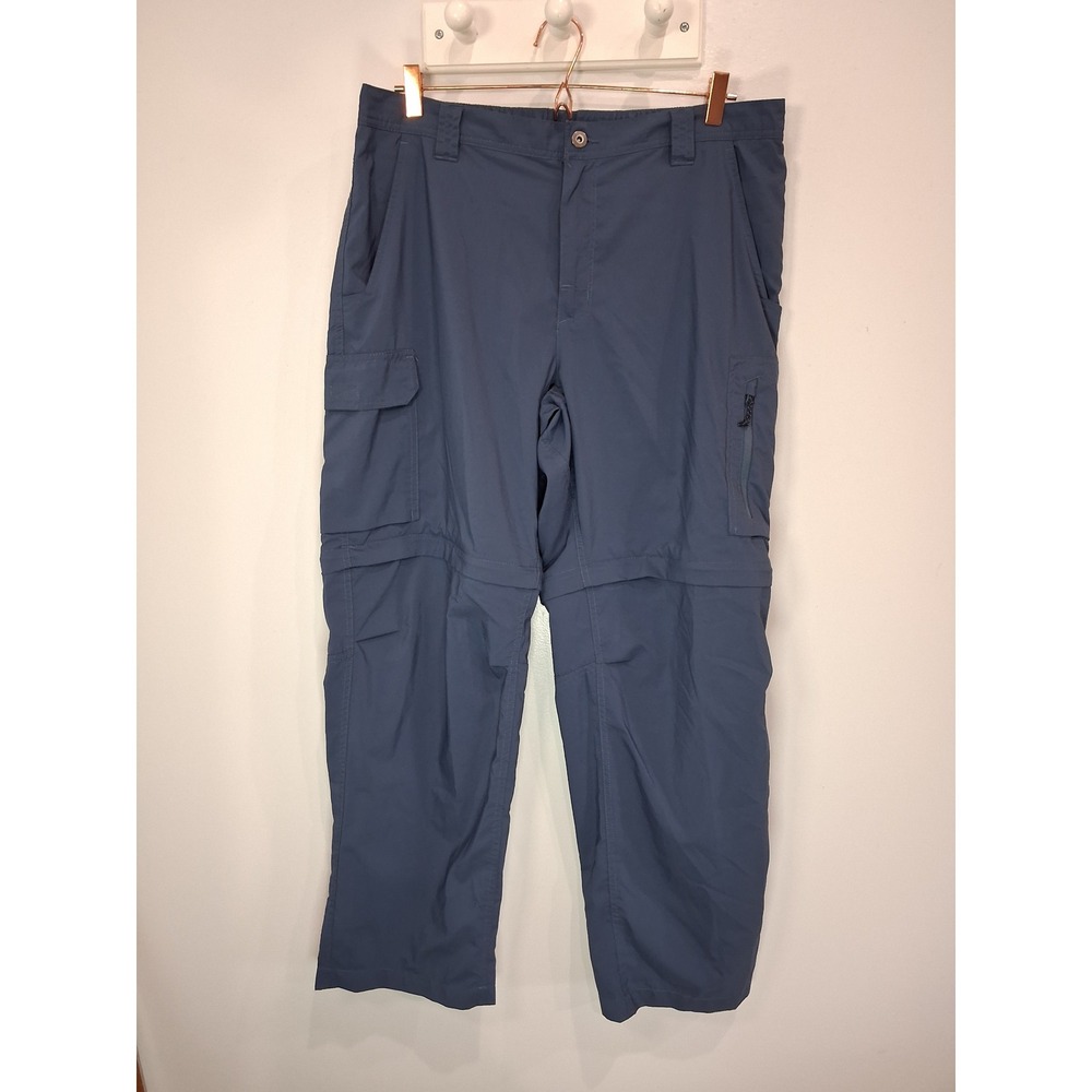 Columbia Mens Silver Ridge Convertible Cargo Hiking Pants Blue Grey 38x30 UPF 40